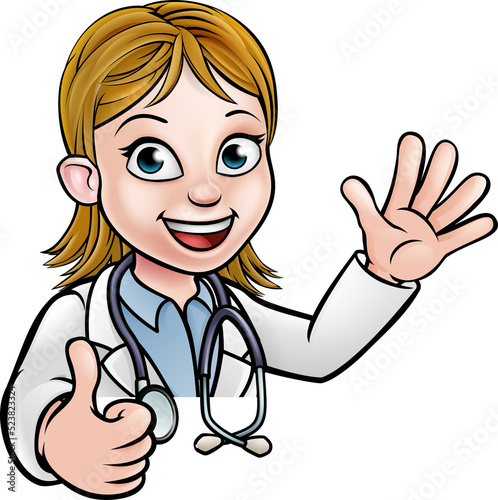 A woman cartoon doctor wear...