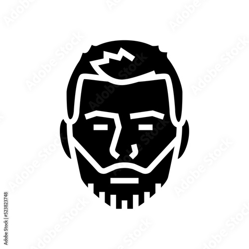 short beard hair style glyph icon vector illustration