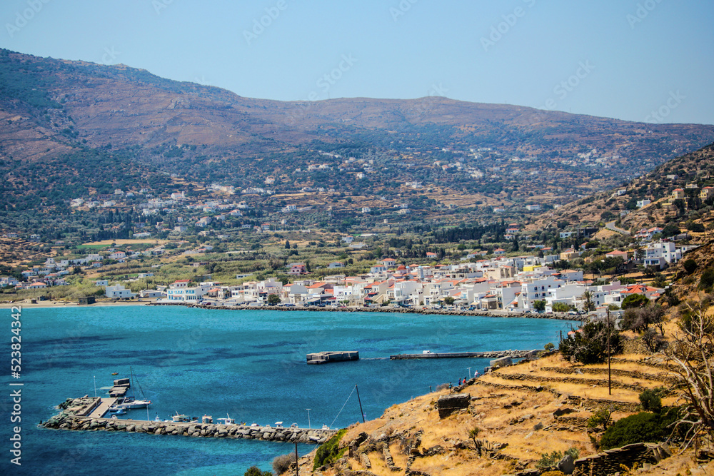 korthi village in the south of andros island greece