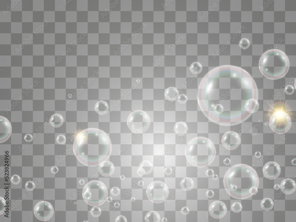 Air soap bubbles on a transparent background .Vector illustration of bulbs.
Air soap bubbles on a transparent background .Vector illustration of bulbs.