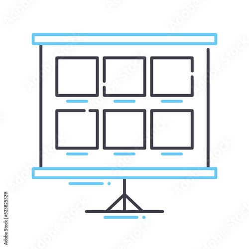 storyboard process line icon, outline symbol, vector illustration, concept sign