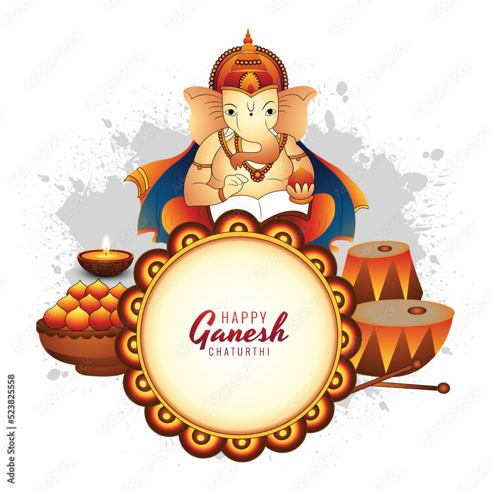 Happy ganesh chaturthi indian religious festival card background Happy ganesh chaturthi indian religious festival card background