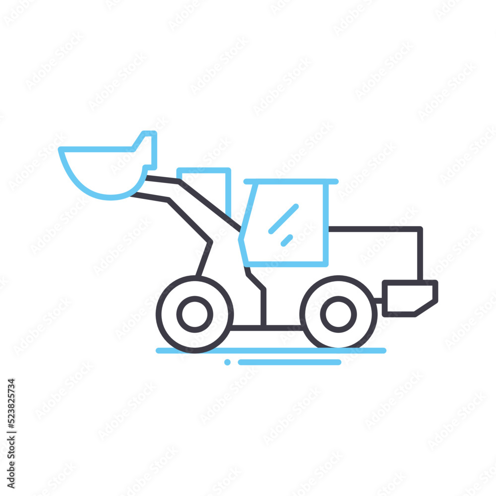 wheel loader line icon, outline symbol, vector illustration, concept sign wheel loader line icon, outline symbol, vector illustration, concept sign