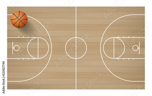 Basketball field. basketball ball. Sport court background.