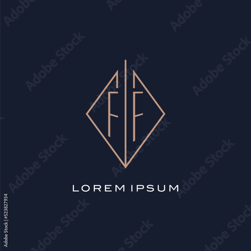 Monogram FF logo with diamond rhombus style, Luxury modern logo design photo