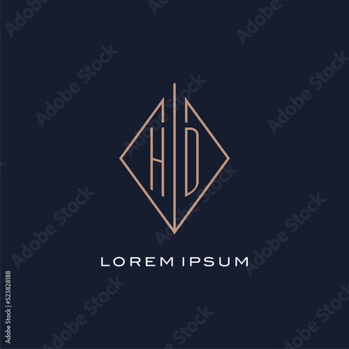 Monogram HD logo with diamond rhombus style, Luxury modern logo design
