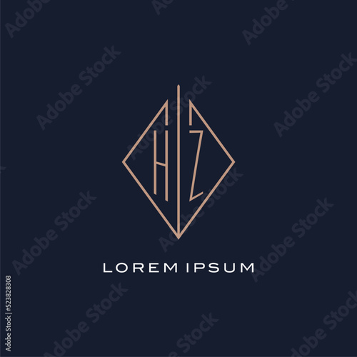 Monogram HZ logo with diamond rhombus style, Luxury modern logo design photo