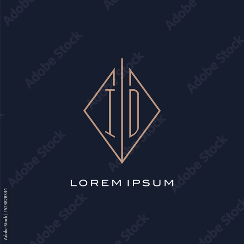 Monogram ID logo with diamond rhombus style, Luxury modern logo design photo