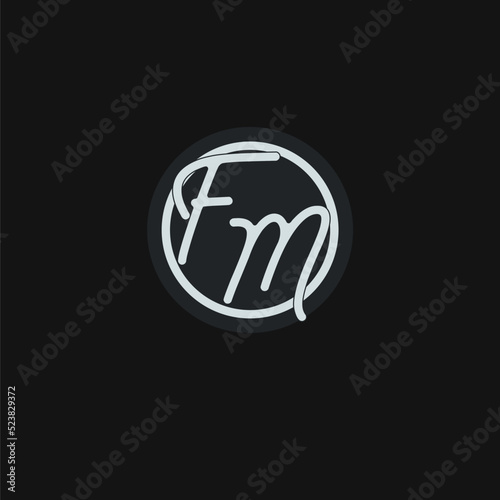 Initials FM logo monogram with simple circle line design inspiration