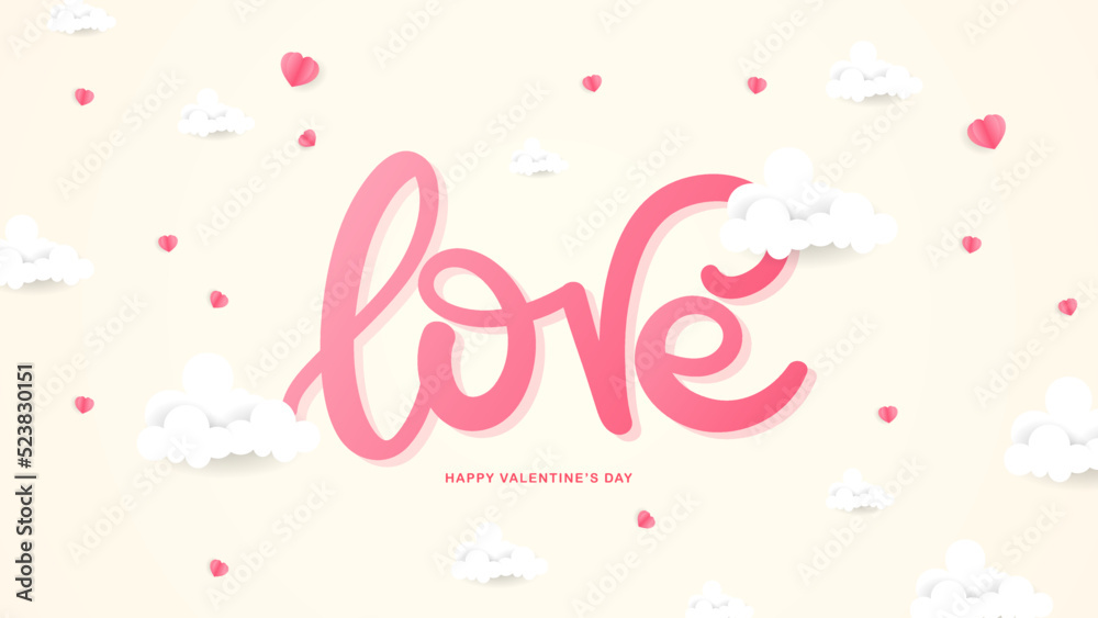 Love handwriting with cloud in Valentine's Day on background , Flat Modern design , illustration Vector EPS 10 Love handwriting with cloud in Valentine's Day on background , Flat Modern design , illustration Vector EPS 10