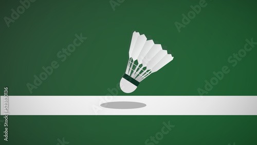 Shuttlecock on white line on green background badminton court indoor badminton sports wallpaper with copy space  ,  illustration Vector EPS 10