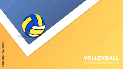 Volleyball on line court in with copy space for text , illustration Vector EPS 10, can use for  Volleyball Championship Logo