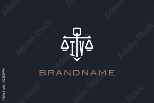 Initials IV logo for law firm with shield and scales of justice modern style