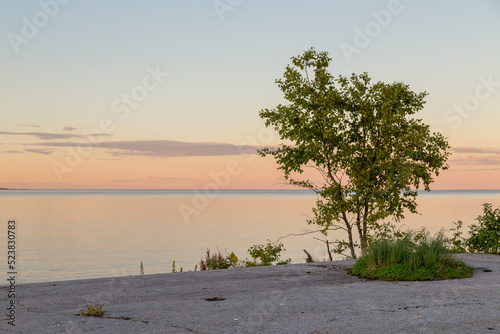 view of Ladoga skerries at sunset in the republic of karelia. High quality photo