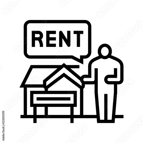 house renter property estate home line icon vector illustration