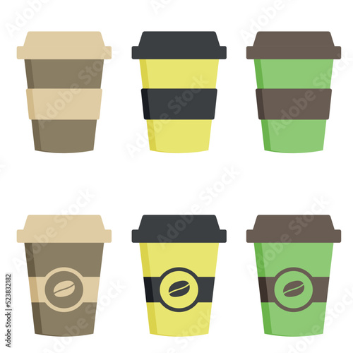 set of paper cups coffee photo