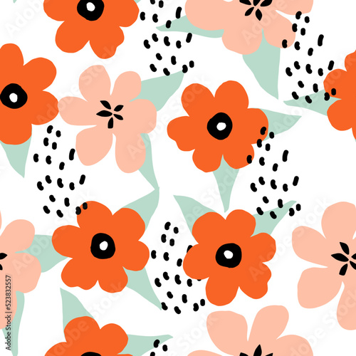 Flowers set on white background. Hand draw abstract design elements in pastel colors. Minimal stylish cover template. Art form for social media stories, branding, banner. Vector illustration.