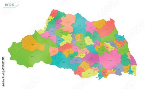 水彩風の地図　埼玉県