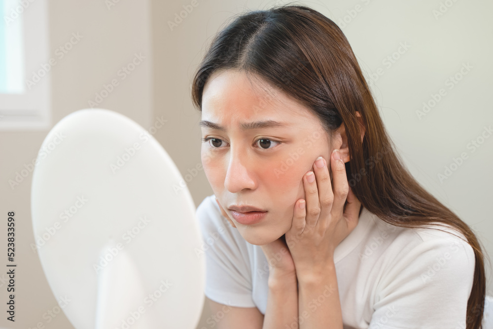 female have an face skin problems because cosmetic allergic. female have an face skin problems because cosmetic allergic.