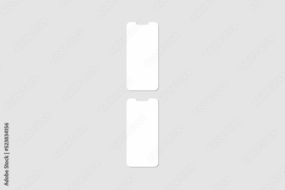 Realistic blank phone screen illustration for mockup. UI UX app presentation. 3D Render. Realistic blank phone screen illustration for mockup. UI UX app presentation. 3D Render.