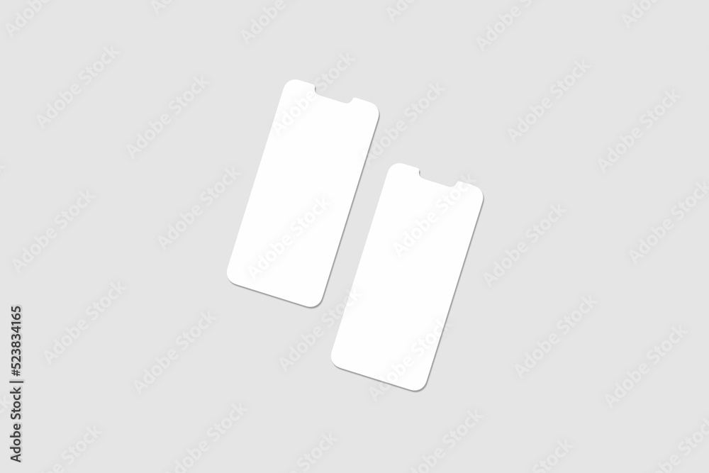 Realistic blank phone screen illustration for mockup. UI UX app presentation. 3D Render. Realistic blank phone screen illustration for mockup. UI UX app presentation. 3D Render.