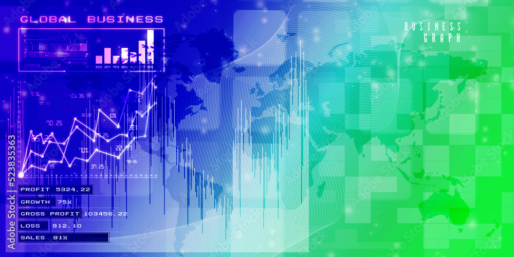 2d rendering Stock market online business concept. business Graph 