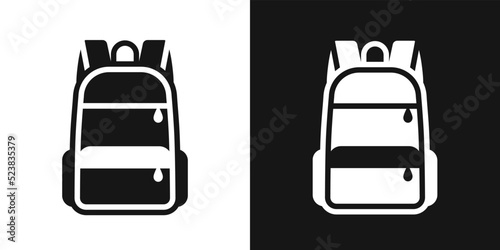 Roomy school bag vector sign. Spacious backpack bag with pockets, school stuff icon, educational supplies store logo