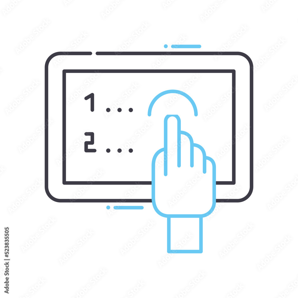 touch screen line icon, outline symbol, vector illustration, concept sign touch screen line icon, outline symbol, vector illustration, concept sign
