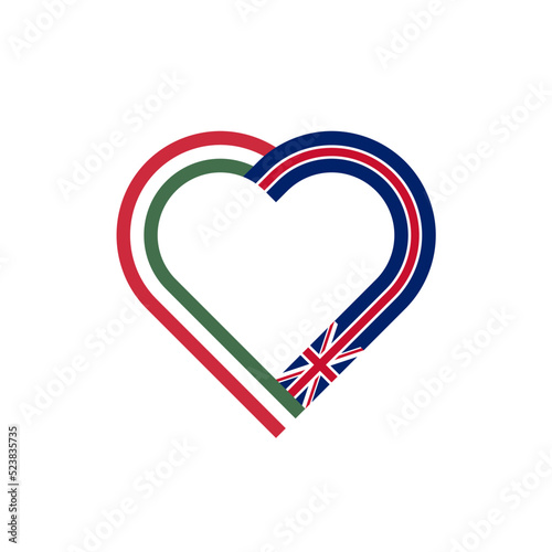 friendship concept. heart ribbon icon of hungary and united kingdom flags. vector illustration isolated on white background