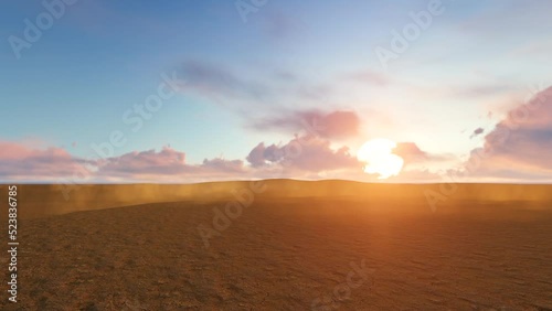 sunset in desert with light wind
