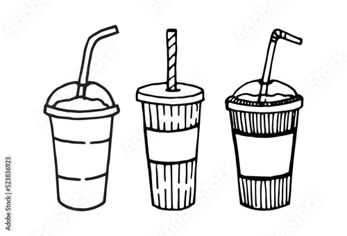 Vector illustration of three different paper cups for drinks