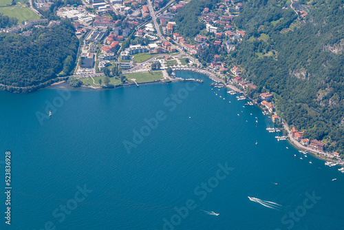 aerial view of the small touristic port of Valmadrera