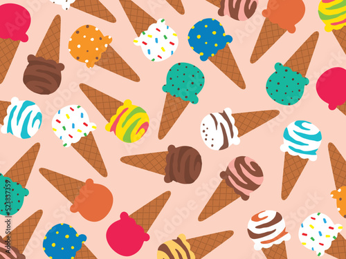 アイスの総柄の背景デザイン