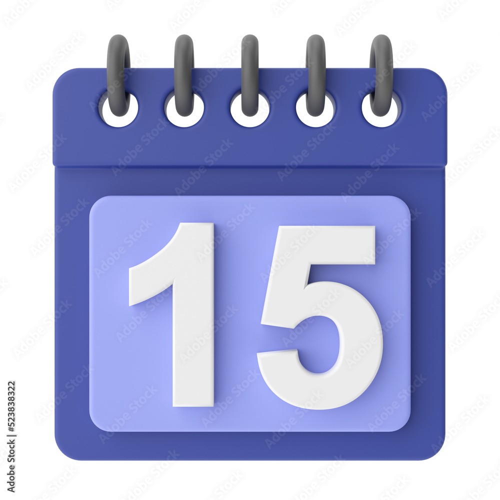 15th. Fifteenth day of month. 3D calendar icon. 15th. Fifteenth day of month. 3D calendar icon.
