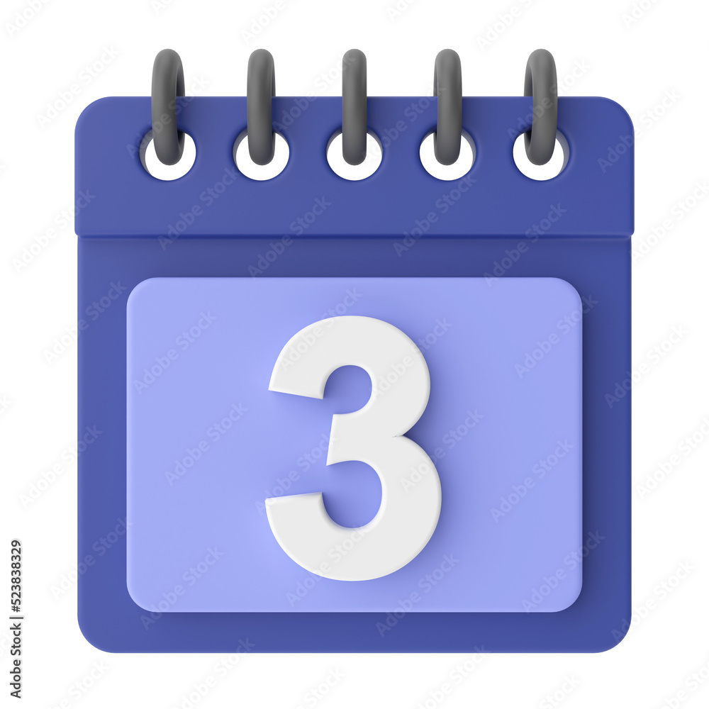 3rd. Third day of month. 3D calendar icon. 3rd. Third day of month. 3D calendar icon.