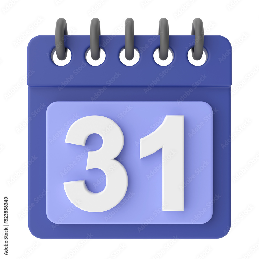 31st. Thirty-First day of month. 3D calendar icon. 31st. Thirty-First day of month. 3D calendar icon.