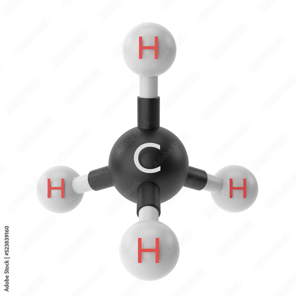 Ch4 Methane Chemical Formula 3d Chemical Structure Stock