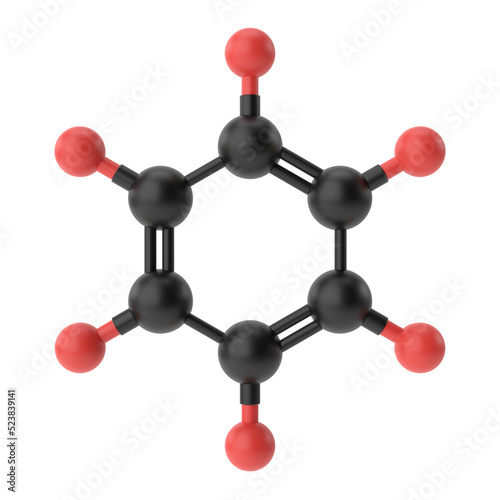 Fotografie C6H6 , Benzene chemical formula. 3D chemical structure.