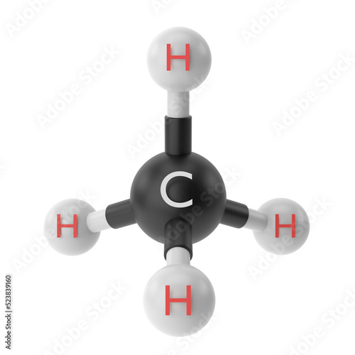 CH4 , Methane chemical formula. 3D chemical structure. photo