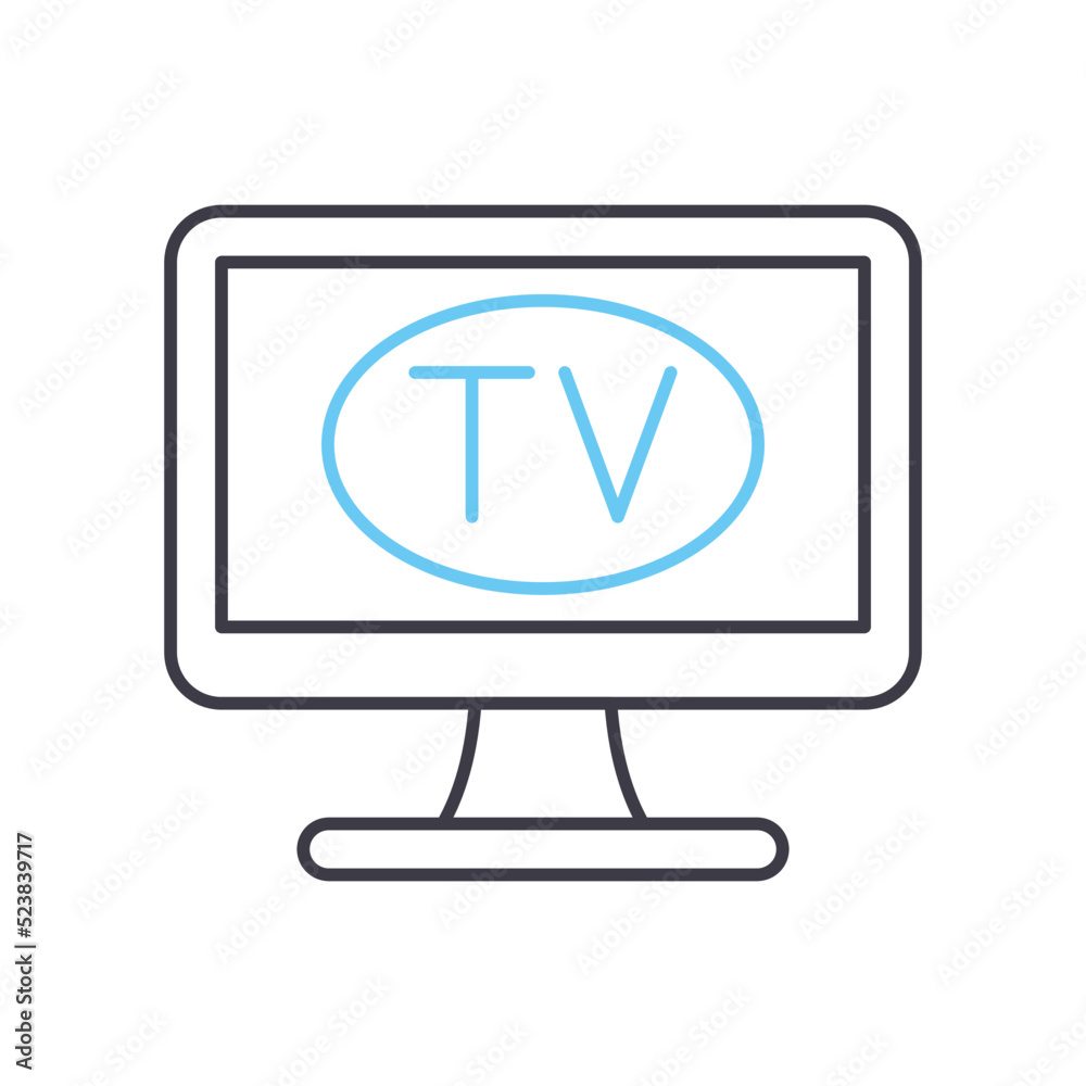 tv line icon, outline symbol, vector illustration, concept sign