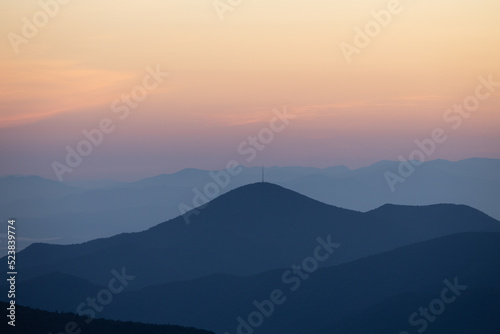 Sunrise in the Pisgah National Forest in Western North Carolina