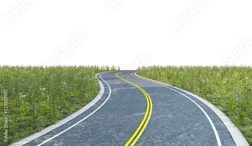 Roads in the meadows on a transparent background