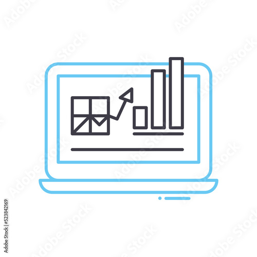website analysis line icon, outline symbol, vector illustration, concept sign
