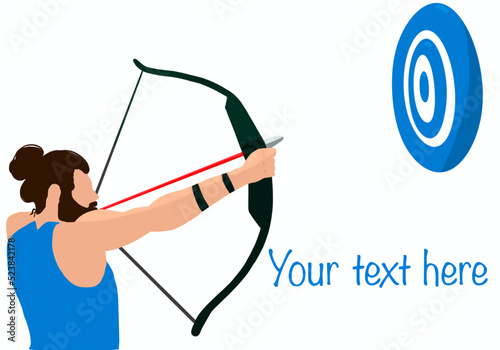 Illustration homme tir à l'arc avec une cible, fond transparent