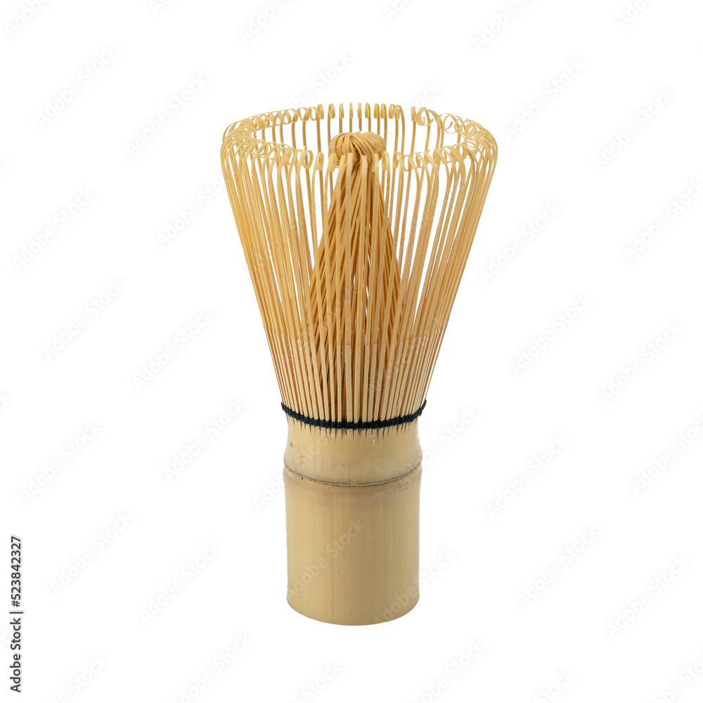 Ταπετσαρία Japanese Bamboo Brush Tea Whisk or Chasen isolated on White Background