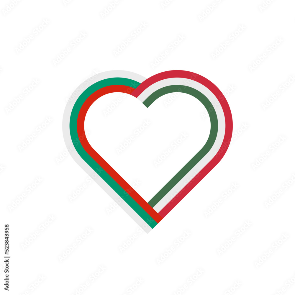 friendship concept. heart ribbon icon of bulgaria and hungary flags. vector illustration isolated on white background