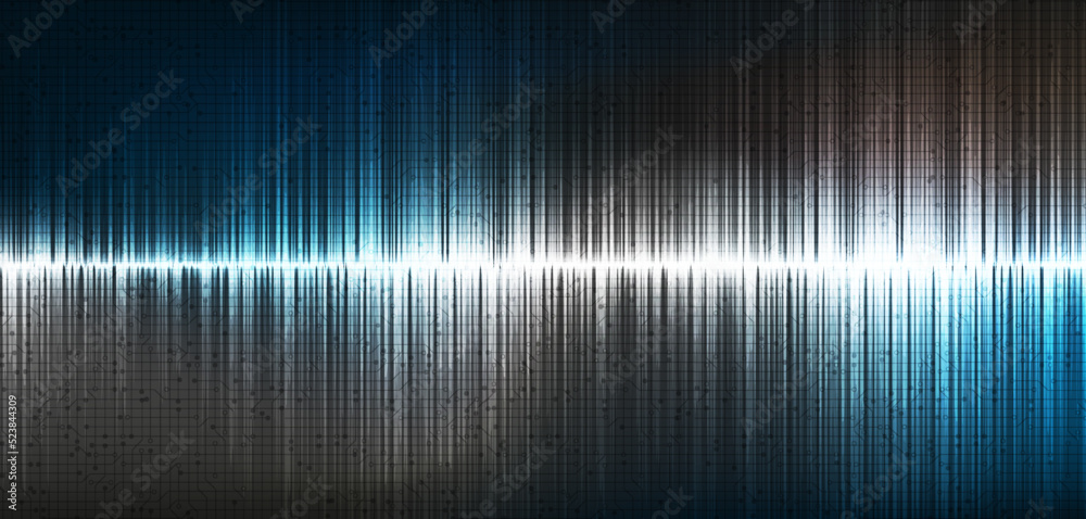Black And Blue Digital Sound Wave on Technology Background Vector.
