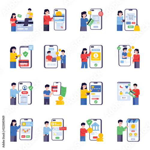 Flat Illustrations of Payments Methods 
