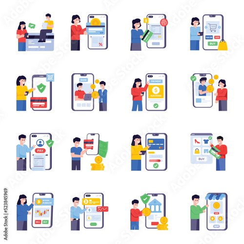 Flat Illustrations of Payments Methods
