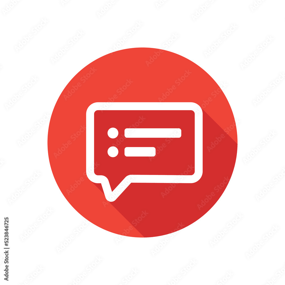 Chat flat icon, round button, long shadow style. Chat flat icon, round button, long shadow style.